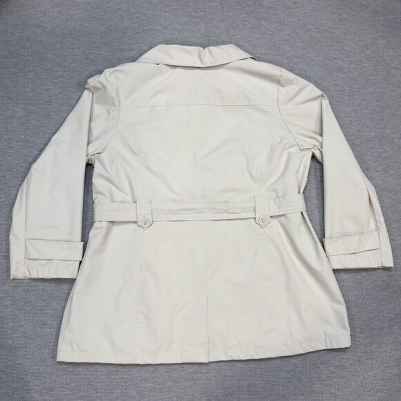 White Stag Womens Light Khaki Trench Coat Belted Long Sleeve Button Front Sz 2X - Picture 5 of 16